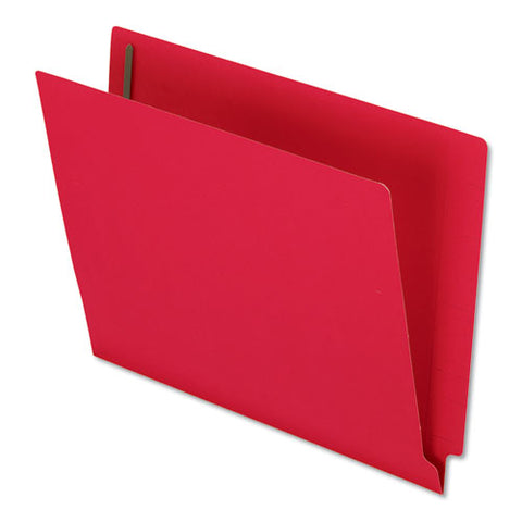 Colored Reinforced End Tab Fasteners Folders, Straight Tab, Letter Size, Red, 50-box