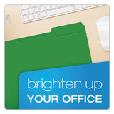 Double-ply Reinforced Top Tab Colored File Folders, 1-3-cut Tabs, Letter Size, Bright Green, 100-box