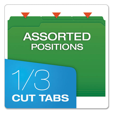 Double-ply Reinforced Top Tab Colored File Folders, 1-3-cut Tabs, Letter Size, Bright Green, 100-box