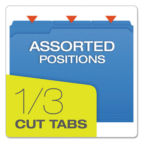 Double-ply Reinforced Top Tab Colored File Folders, 1-3-cut Tabs, Letter Size, Blue, 100-box