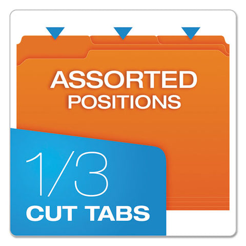 Double-ply Reinforced Top Tab Colored File Folders, 1-3-cut Tabs, Letter Size, Orange, 100-box