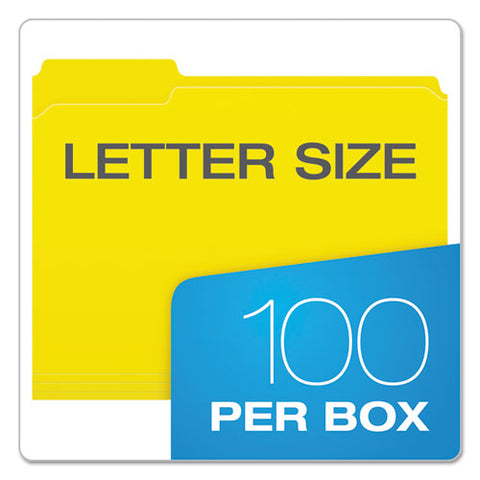 Double-ply Reinforced Top Tab Colored File Folders, 1-3-cut Tabs, Letter Size, Yellow, 100-box