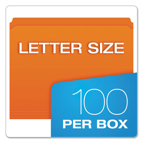 Double-ply Reinforced Top Tab Colored File Folders, Straight Tab, Letter Size, Orange, 100-box