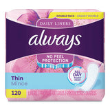 Thin Daily Panty Liners, Regular, 120-pack, 6 Packs-carton