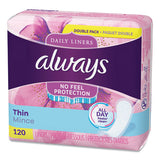 Thin Daily Panty Liners, Regular, 120-pack, 6 Packs-carton