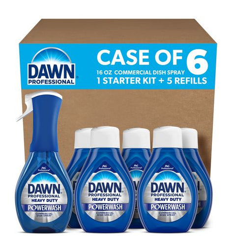 Heavy Duty Powerwash Commercial Dish Spray, Starter Kit With 16 Oz Spray Bottle And 5 Refills/carton