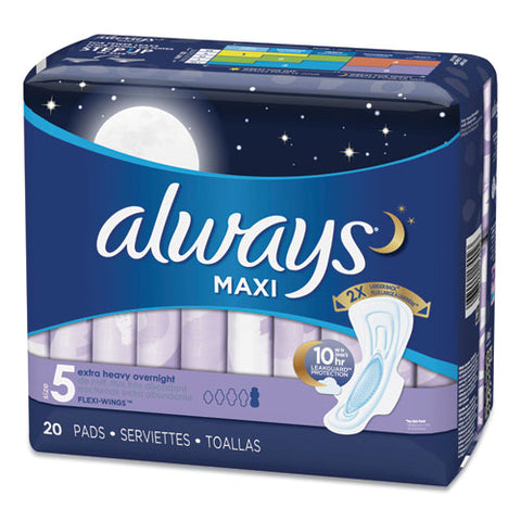 Maxi Pads, Extra Heavy Overnight, 20-pack