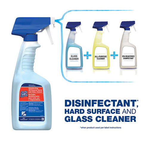 Disinfecting All-purpose Spray And Glass Cleaner, Fresh Scent, 32 Oz Spray Bottle, 6-carton