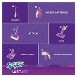 Wetjet Mop Starter Kit, 46" Handle, Silver-purple