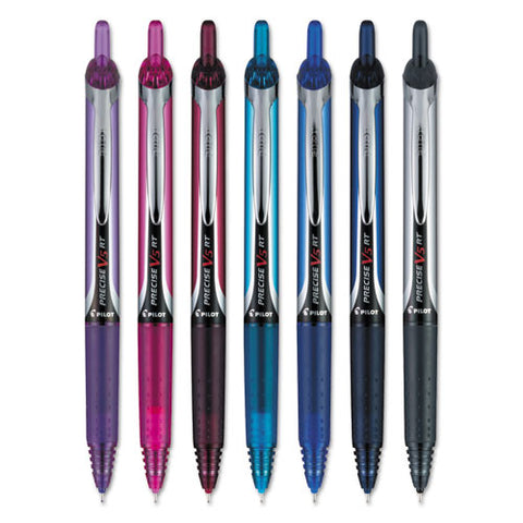 Precise V5rt Retractable Roller Ball Pen, 0.5mm, Assorted Ink-barrel, 7-pack