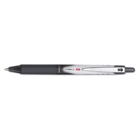 Vball Rt Liquid Ink Retractable Roller Ball Pen, 0.5mm, Black Ink, Black-white Barrel