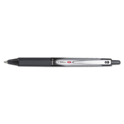 Vball Rt Liquid Ink Retractable Roller Ball Pen, 0.7mm, Black Ink, Black-white Barrel