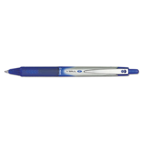 Vball Rt Liquid Ink Retractable Roller Ball Pen, 0.7mm, Blue Ink, Blue-white Barrel