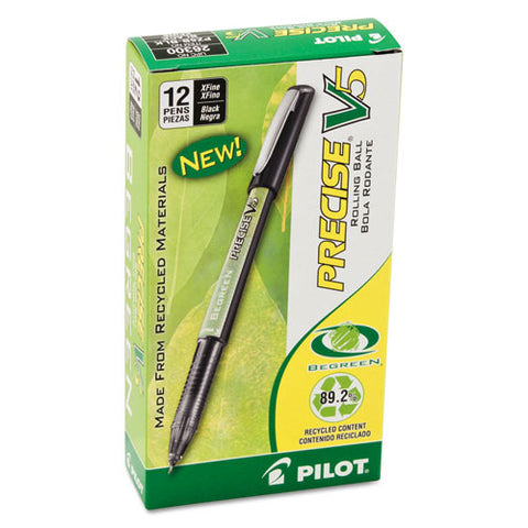 Precise V5 Begreen Stick Roller Ball Pen, 0.5mm, Black Ink-barrel, Dozen