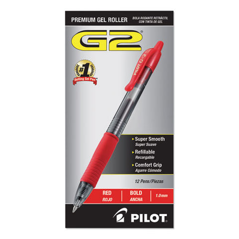 G2 Premium Retractable Gel Pen, 1 Mm, Red Ink, Smoke Barrel, Dozen