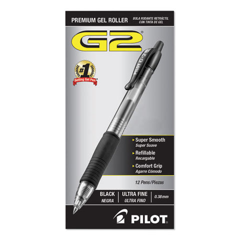 G2 Premium Retractable Gel Pen, 0.38 Mm, Black Ink, Clear-black Barrel, Dozen