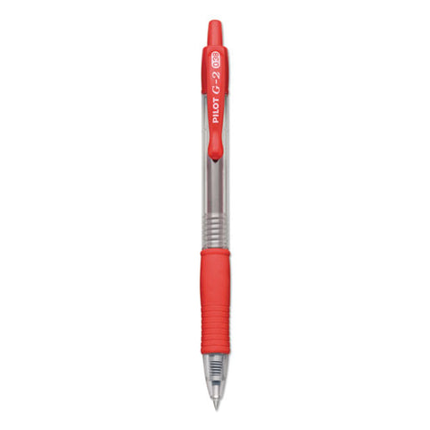 G2 Premium Retractable Gel Pen, Ultra-fine 0.38 Mm, Red Ink, Clear-red Barrel