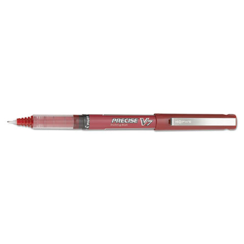 Precise V7 Stick Roller Ball Pen, Fine 0.7mm, Red Ink-barrel, Dozen