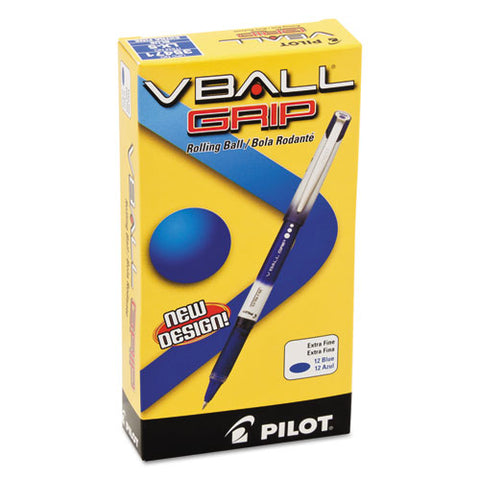 Vball Grip Liquid Ink Stick Roller Ball Pen, .5mm, Blue Ink, Blue-white Barrel, Dozen