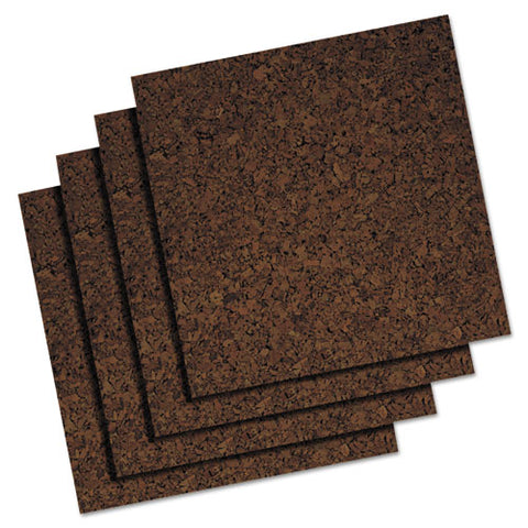 Cork Panel Bulletin Board, Brown, 12 X 12, 4 Panels-pack