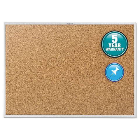 Classic Series Cork Bulletin Board, 24 X 18, Silver Aluminum Frame