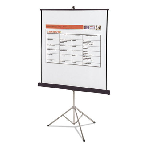 Portable Tripod Projection Screen, 70 X 70, White Matte, Black Steel Case