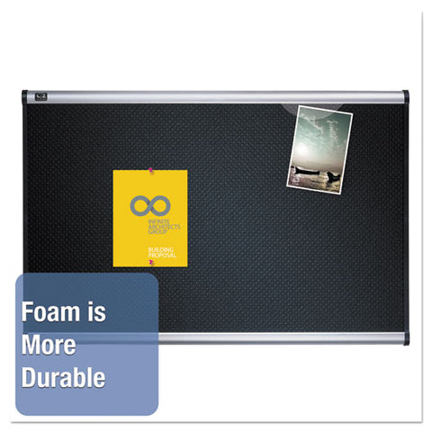 Prestige Embossed Foam Bulletin Board, 36 X 24, Black, Aluminum Frame