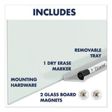 Invisamount Magnetic Glass Marker Board, Frameless, 39" X 22", White Surface