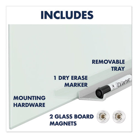 Invisamount Magnetic Glass Marker Board, Frameless, 39" X 22", White Surface