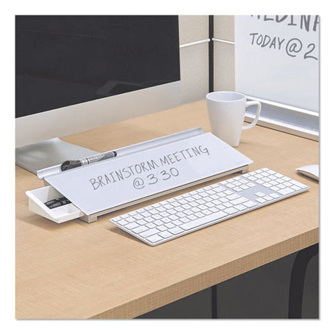Glass Dry Erase Desktop Computer Pad, 18 X 6, White