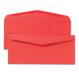 Colored Envelope, #10, Commercial Flap, Gummed Closure, 4.13 X 9.5, Red, 25-pack