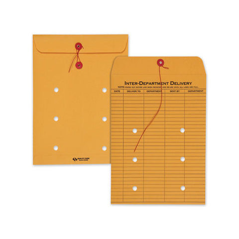 Brown Kraft String And Button Interoffice Envelope, #90, One-sided Five-column Format, 9 X 12, Brown Kraft, 100-carton