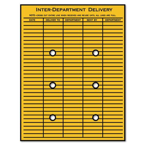 Brown Kraft String And Button Interoffice Envelope, #97, Two-sided Five-column Format, 10 X 13, Brown Kraft, 100-carton
