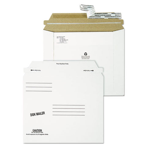 Economy Disk-cd Mailer, Square Flap, Self-adhesive Closure, 7.5 X 6.06, White, 100-carton