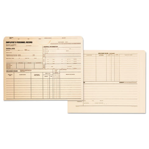 Employee Record Jacket, Straight Tab, Letter Size, Manila, 100-box