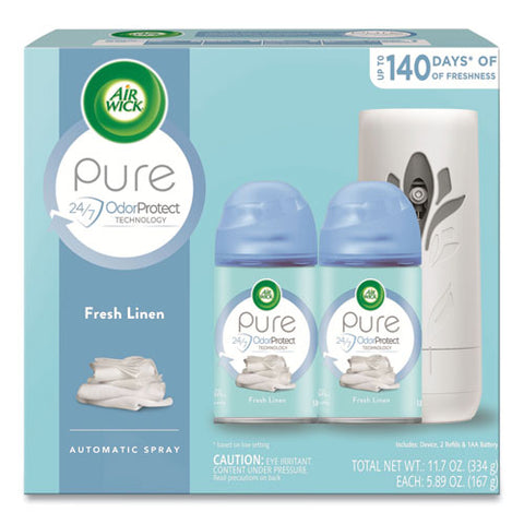 Freshmatic Ultra Automatic Pure Starter Kit, 3.19 X 8.44 X 7.75, White/gray, Fresh Linen, 4/carton