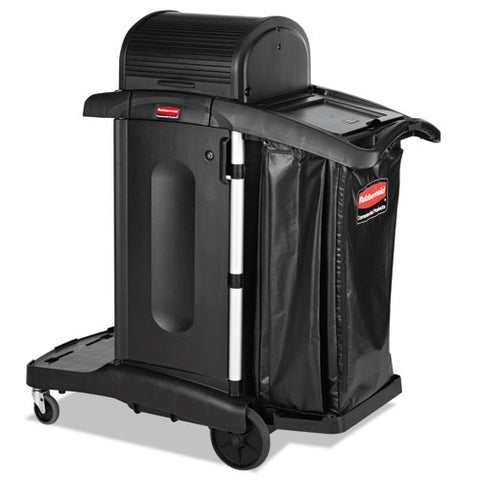 Executive High Security Janitorial Cleaning Cart, 23.1w X 39.6d X 27.5h, Black