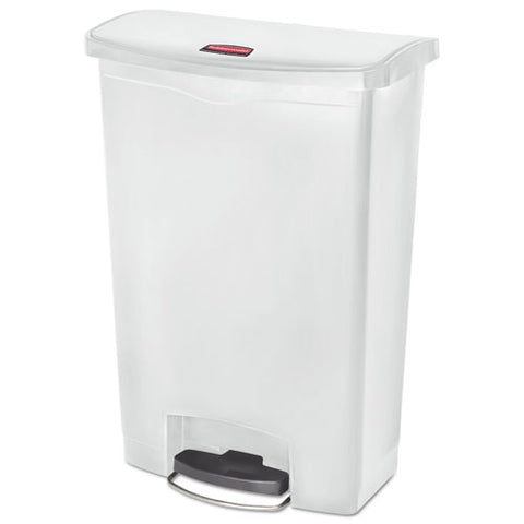 Slim Jim Resin Step-on Container, Front Step Style, 24 Gal, White