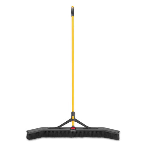 Maximizer Push-to-center Broom, 36", Polypropylene Bristles, Yellow-black