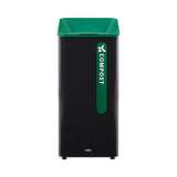 Sustain Decorative Refuse With Recycling Lid, 23 Gal, Metal/plastic, Black/green
