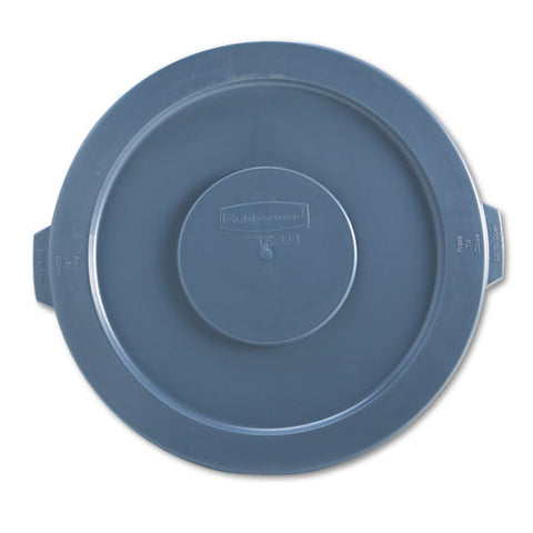 Round Flat Top Lid, For 32 Gal Round Brute Containers, 22.25" Diameter, Gray