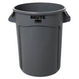 Round Brute Container, Plastic, 32 Gal, Gray