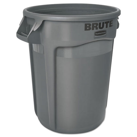 Round Brute Container, Plastic, 32 Gal, Gray