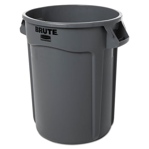 Round Brute Container, Plastic, 32 Gal, Gray