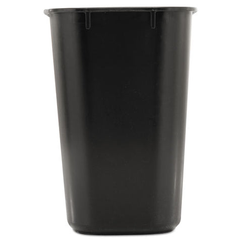 Deskside Plastic Wastebasket, Rectangular, 3.5 Gal, Black