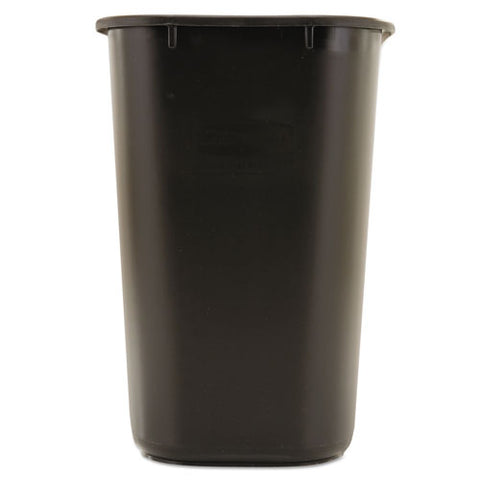 Deskside Plastic Wastebasket, Rectangular, 7 Gal, Black