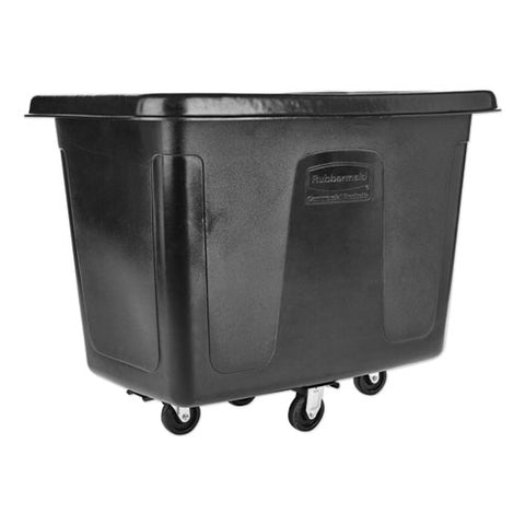 Metal Frame Cube Truck, Rectangular, Polyethylene, 400 Lb Capacity, 12 Cu Ft, Black