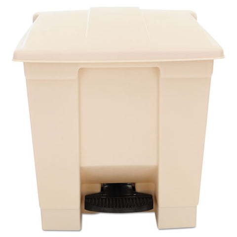 Indoor Utility Step-on Waste Container, Square, Plastic, 8 Gal, Beige