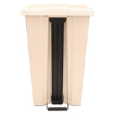 Step-on Receptacle With Wheels, Rectangular, Polyethylene, 23 Gal, Beige