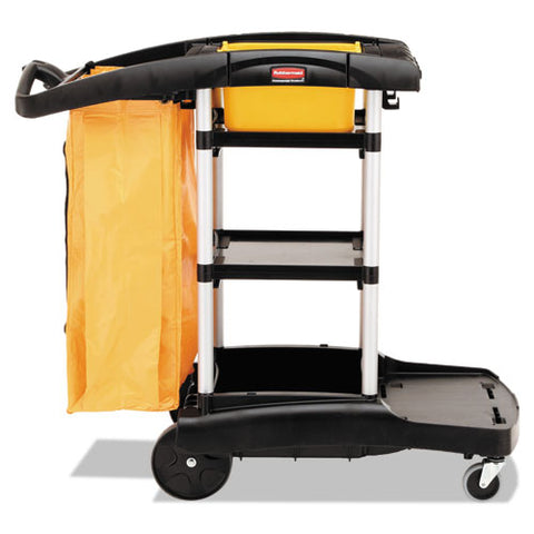 High Capacity Cleaning Cart, 21.75w X 49.75d X 38.38h, Black